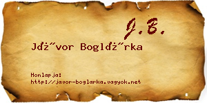 Jávor Boglárka névjegykártya